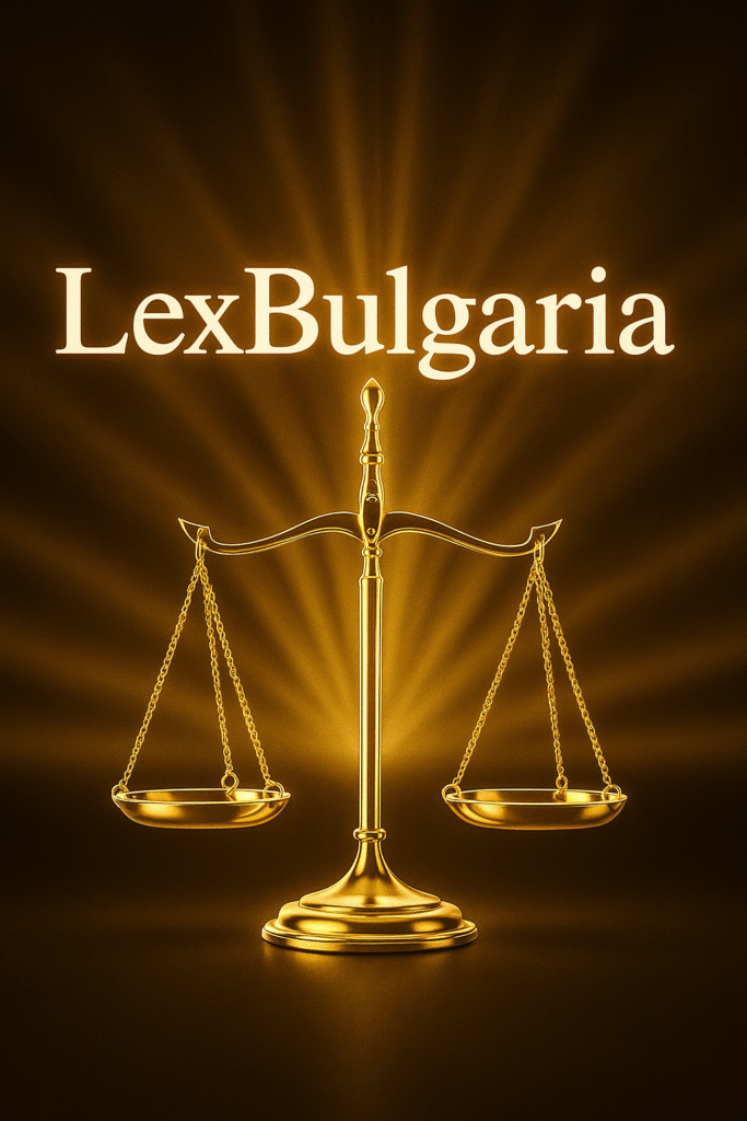 Lex Bulgaria – лого със златни везни на правосъдието, правна информационна система за българското законодателство