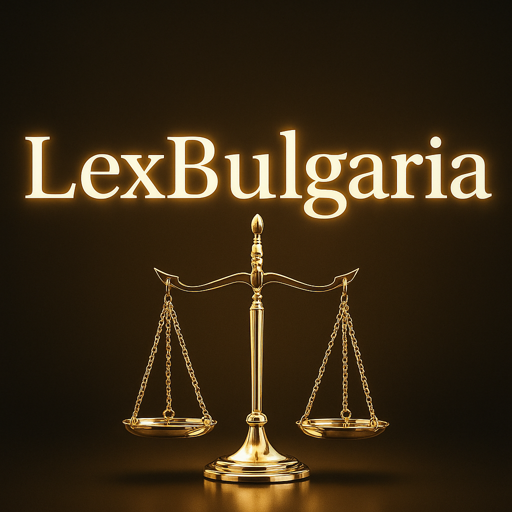 Lex Bulgaria – лого със златни везни на правосъдието, символ на българското законодателство и правна информационна система
